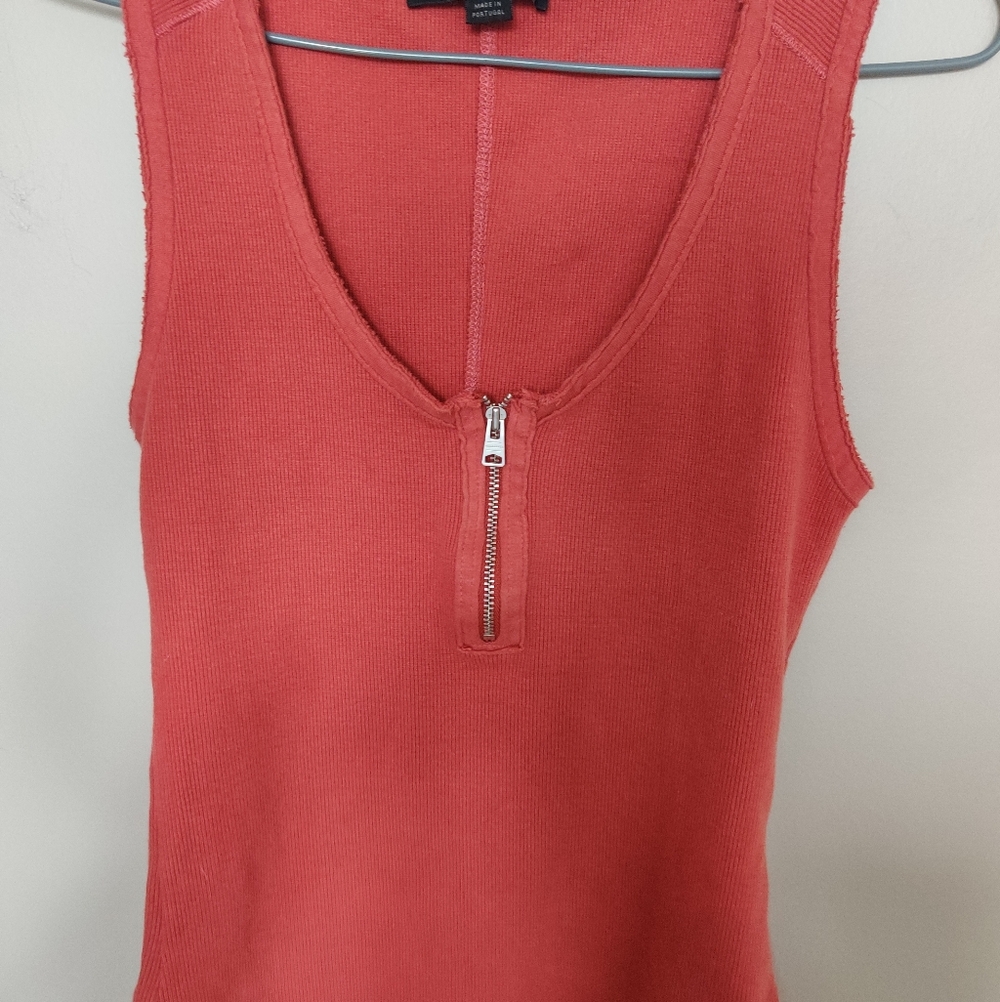 FREE with order*All Saints Ribbed Zipper Detail Body Suit (Coral) - Picture 3 of 5